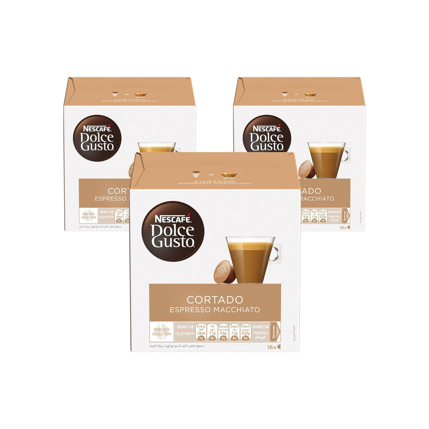 قهوة نسكافيه دولتشي غوستو اسبريسو كورتادو، 16 كبسولة، عبوة من 3