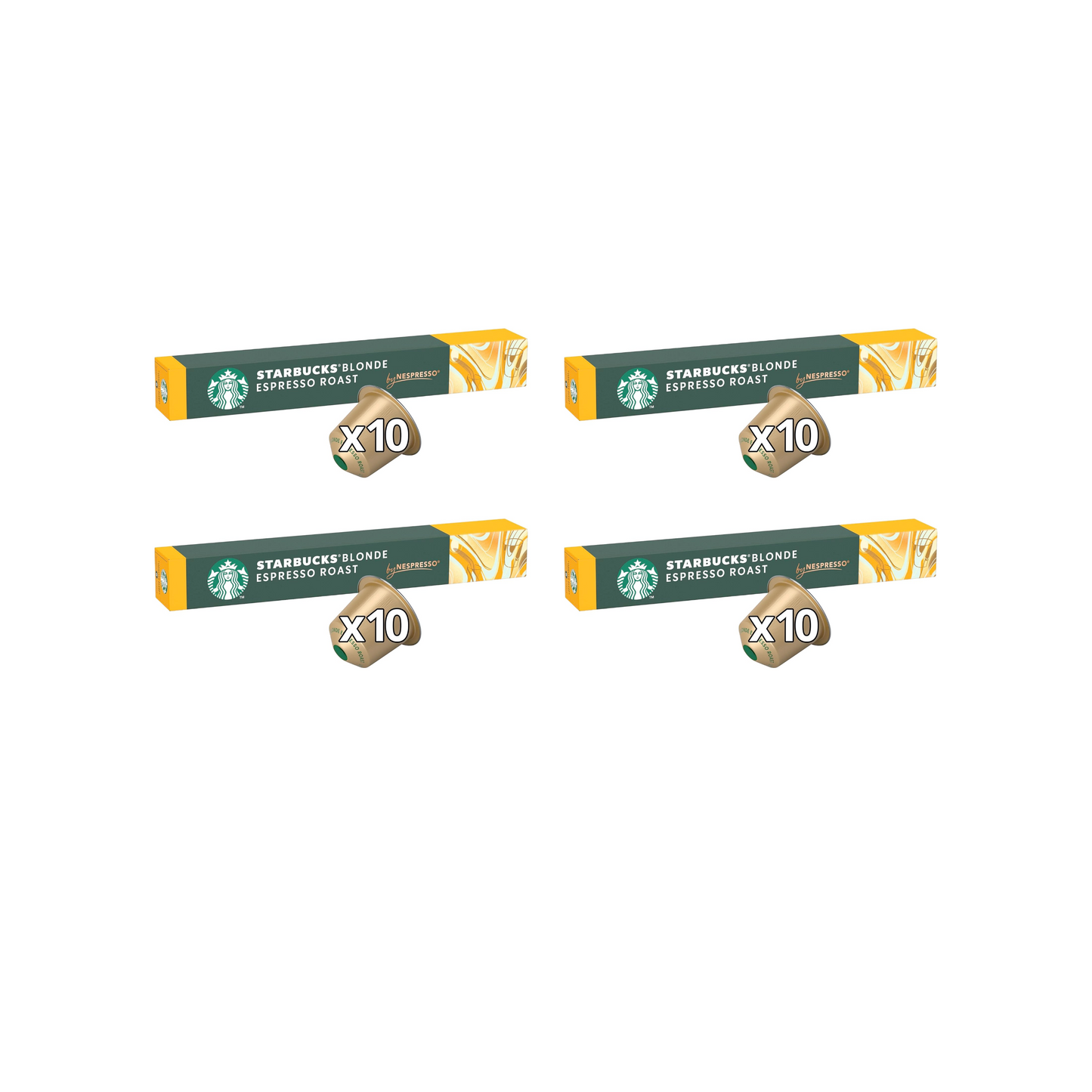 Starbucks® Blonde Espresso Roast by Nespresso® – 4 Packs (40 Capsules) – Light & Smooth Arabica Coffee