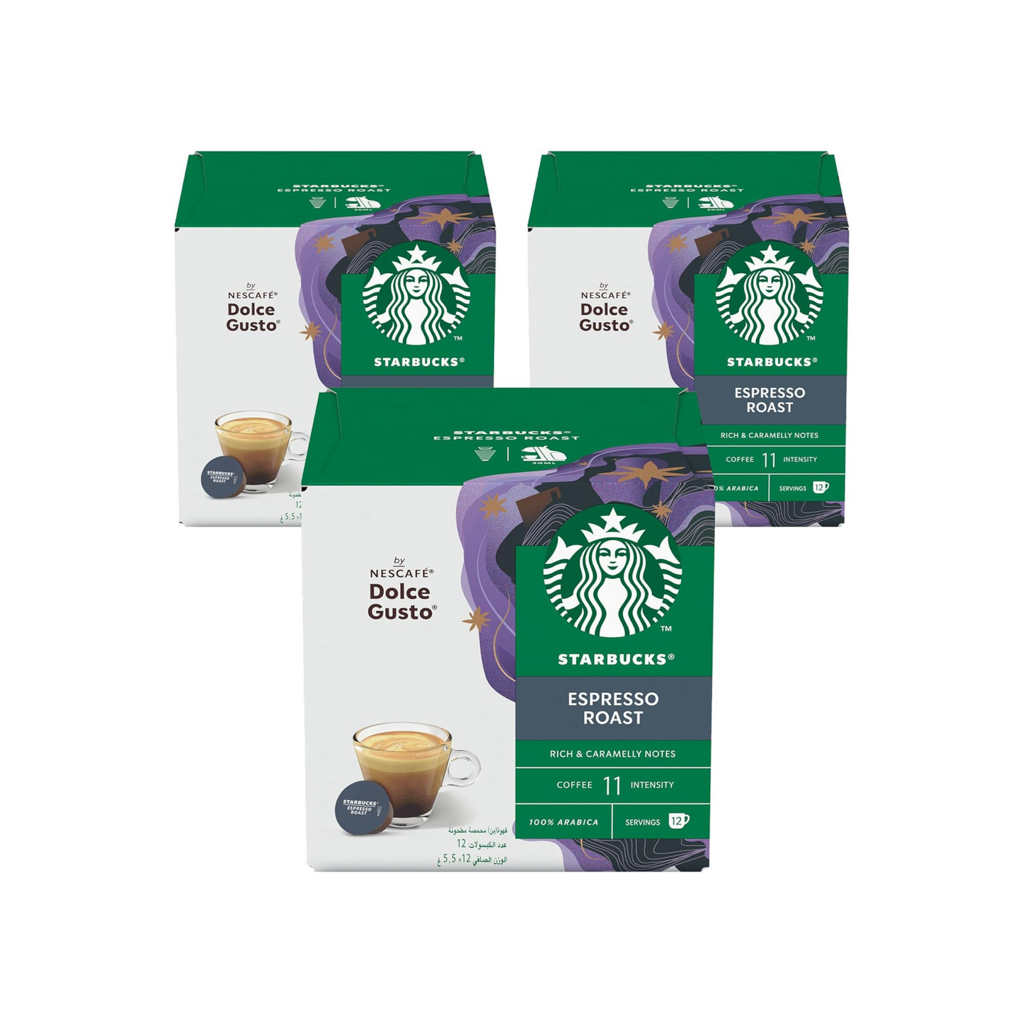 Starbucks Espresso Roast By Nescafé Dolce GUSto Box Of 12 Capsules pack of 3