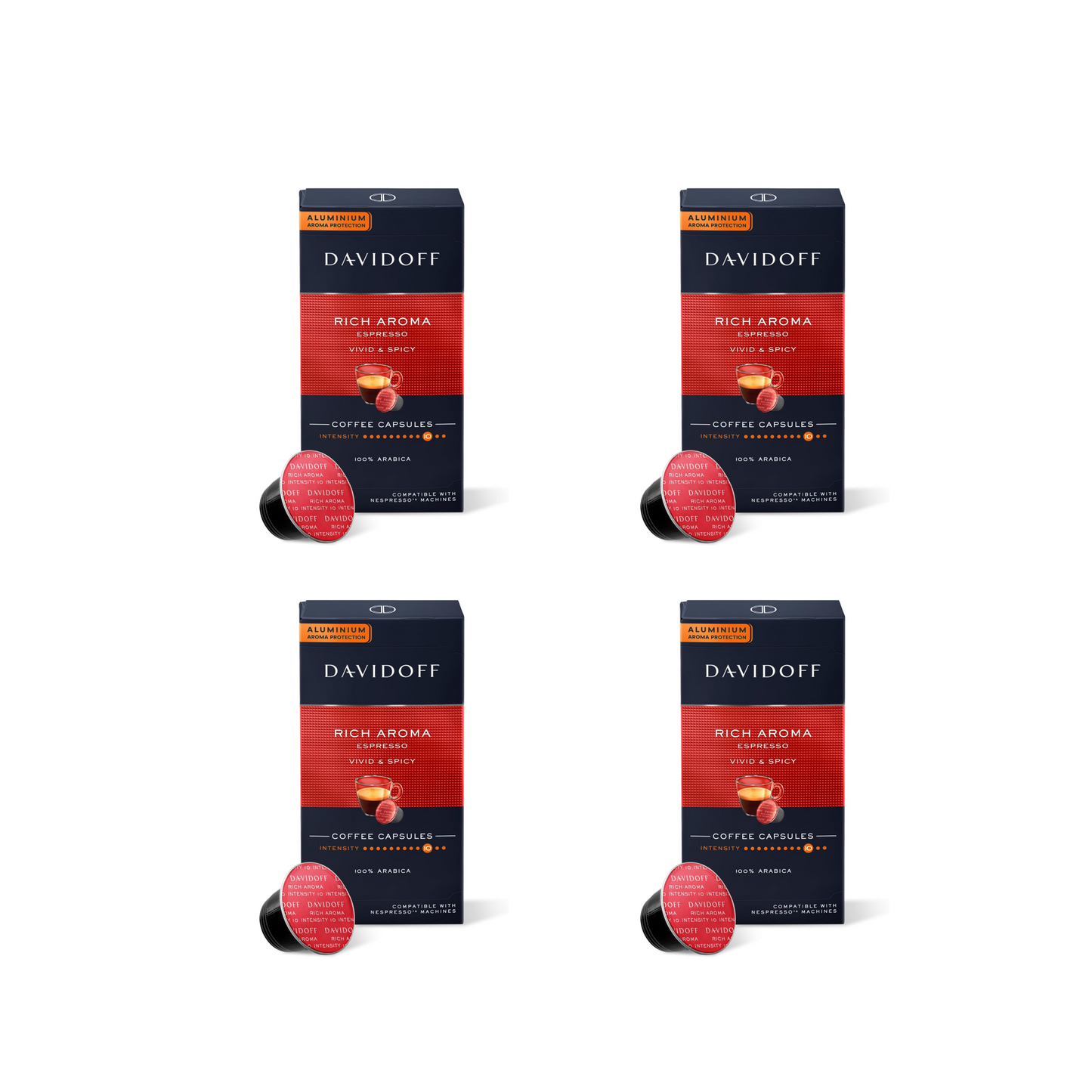 DAVIDOFF Rich Aroma Espresso Coffee Capsules – Vivid & Spicy – Pack of 4 (10 x Capsules per box)