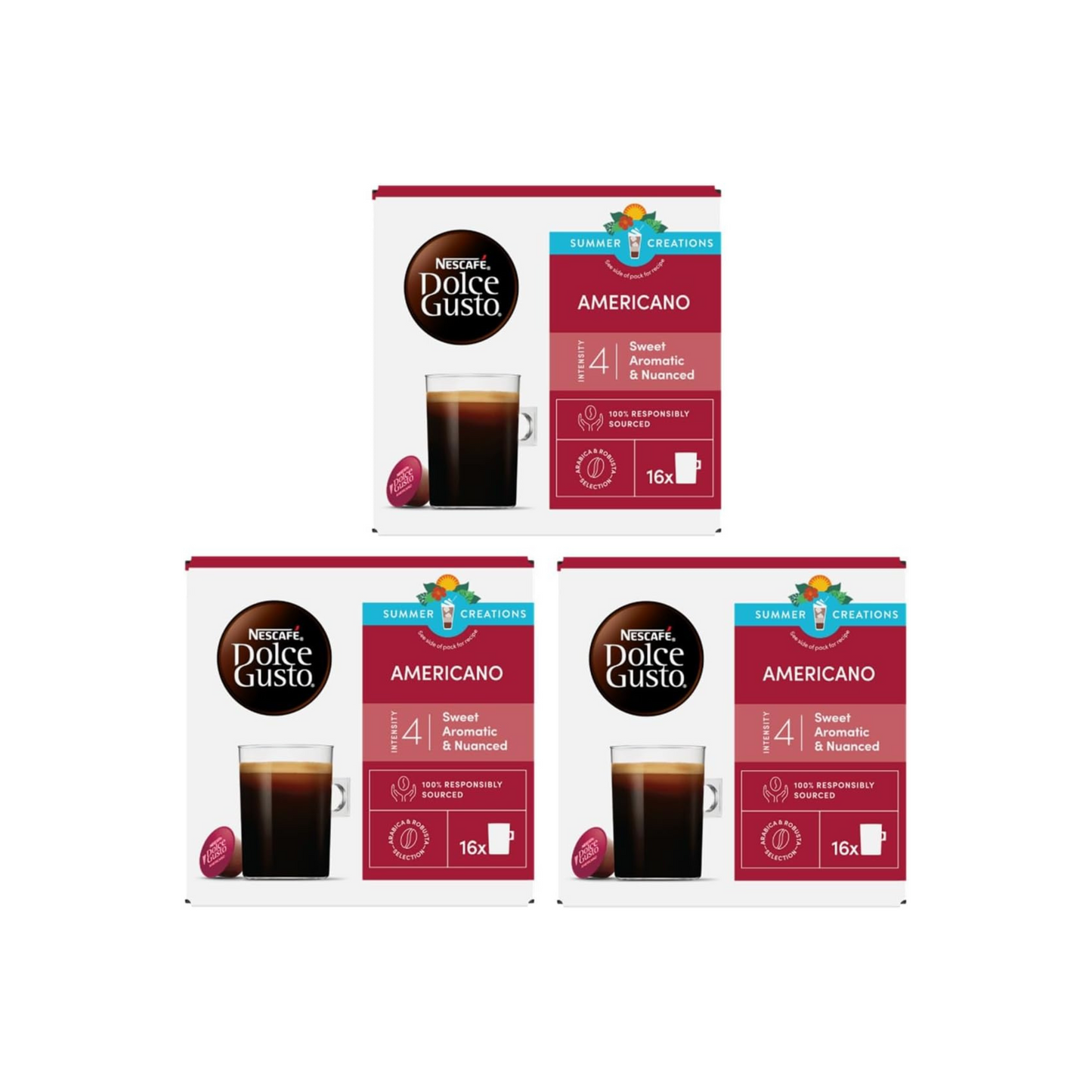Nescafé® Dolce Gusto® Americano Coffee Capsules – Pack of 3 (48 Capsules) – Smooth & Aromatic Black Coffee