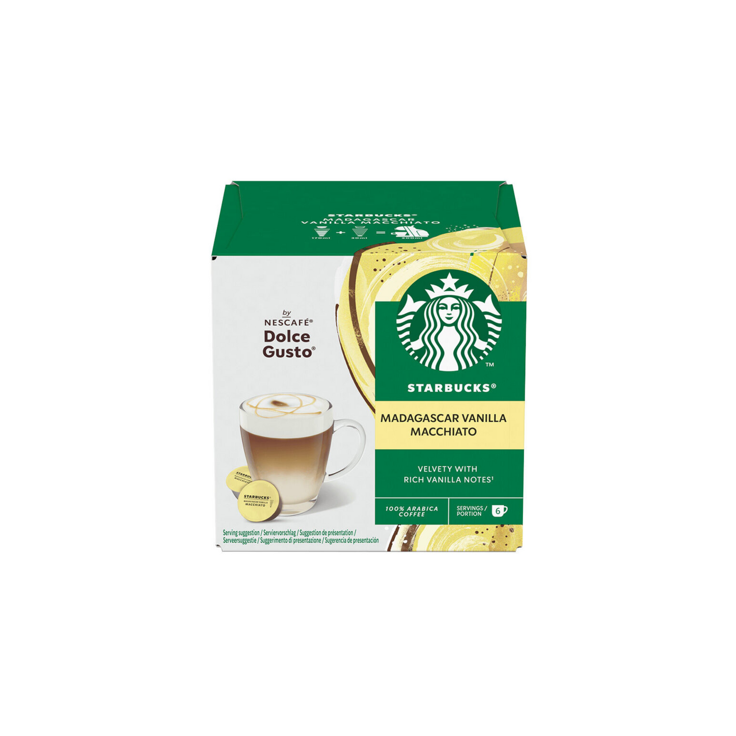 Starbucks® Madagascar Vanilla Macchiato by NESCAFÉ® Dolce Gusto® – 12 Capsules – Velvety Vanilla Latte