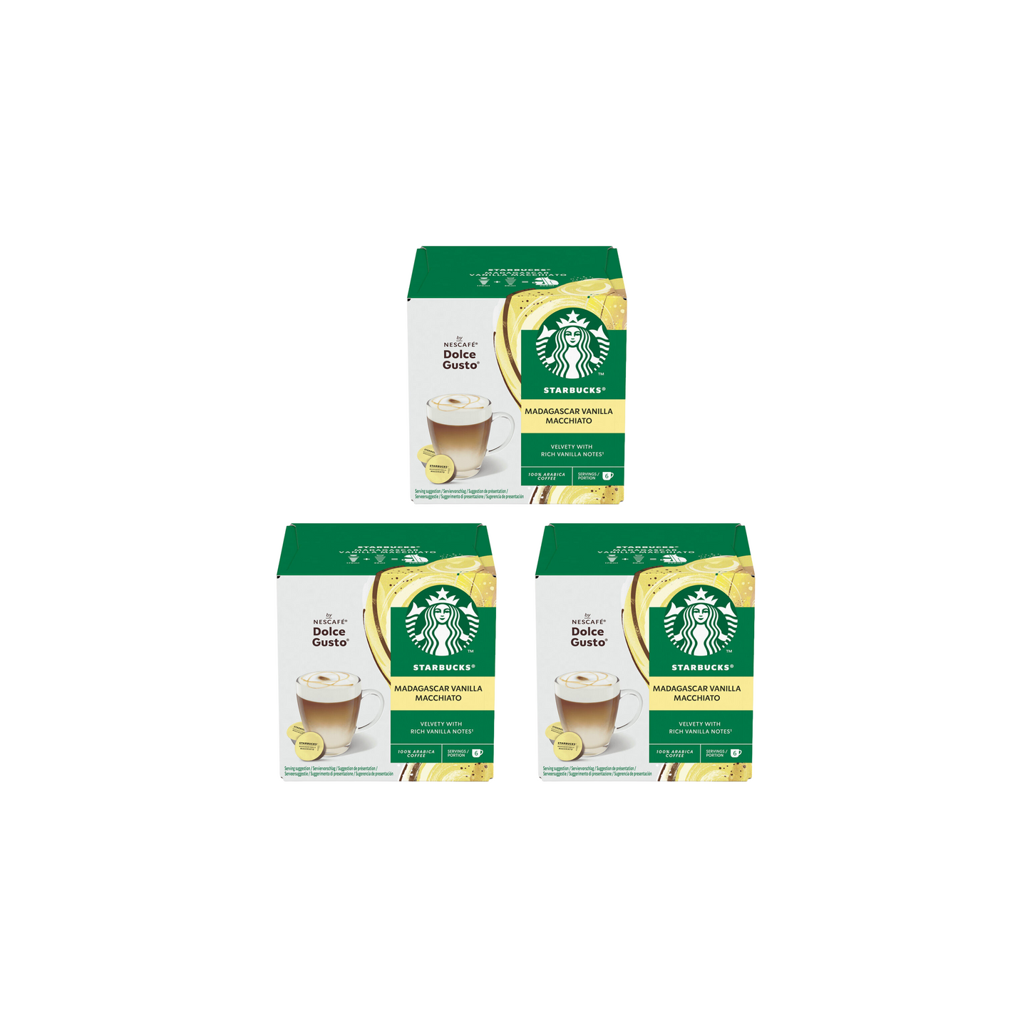 Starbucks® Madagascar Vanilla Macchiato by NESCAFÉ® Dolce Gusto® – 12 Capsules (Pack of 3) – Velvety Vanilla Latte