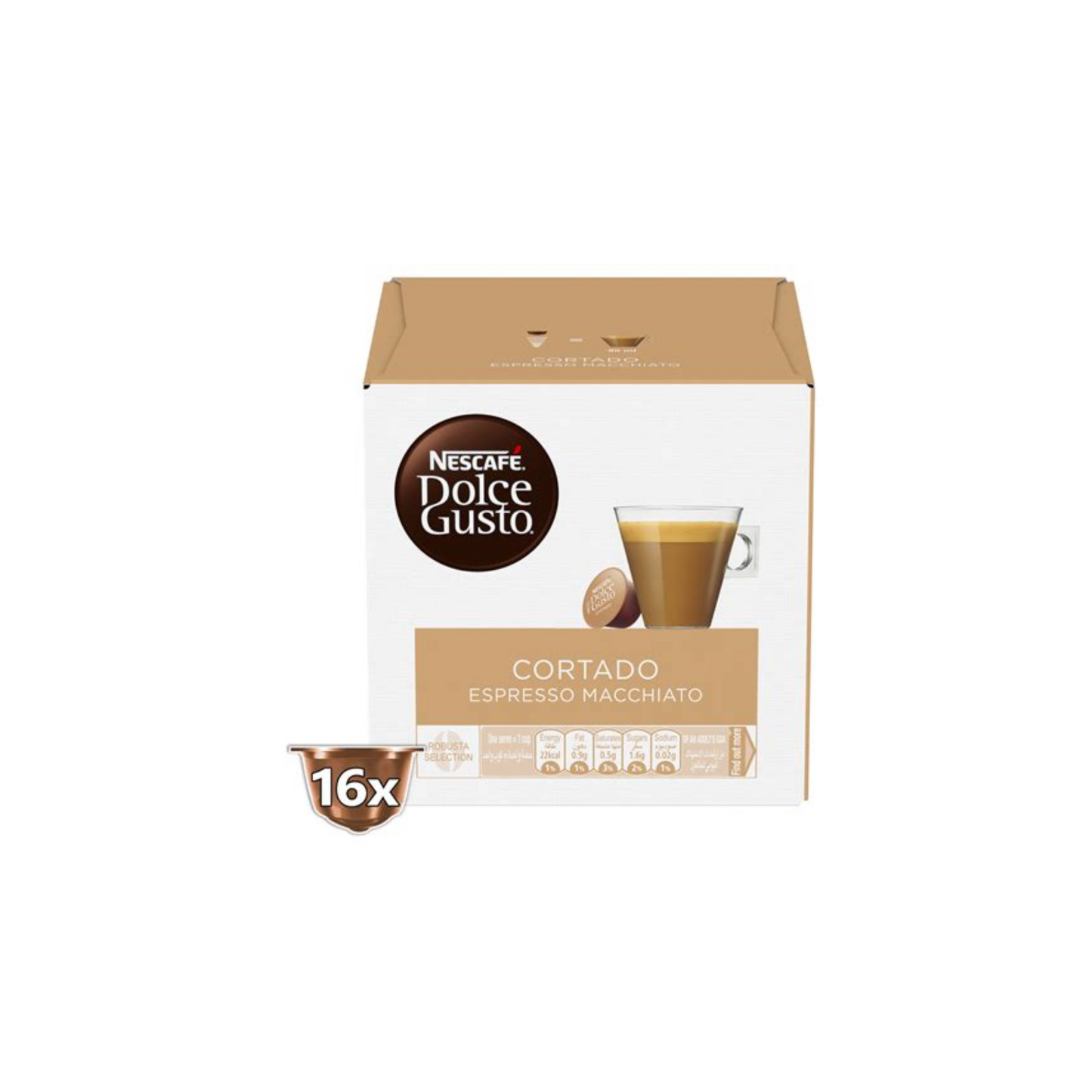 Nescafé Dolce Gusto Cortado Espresso Macchiato – 16 Capsules – Bold & Creamy Coffee Pods