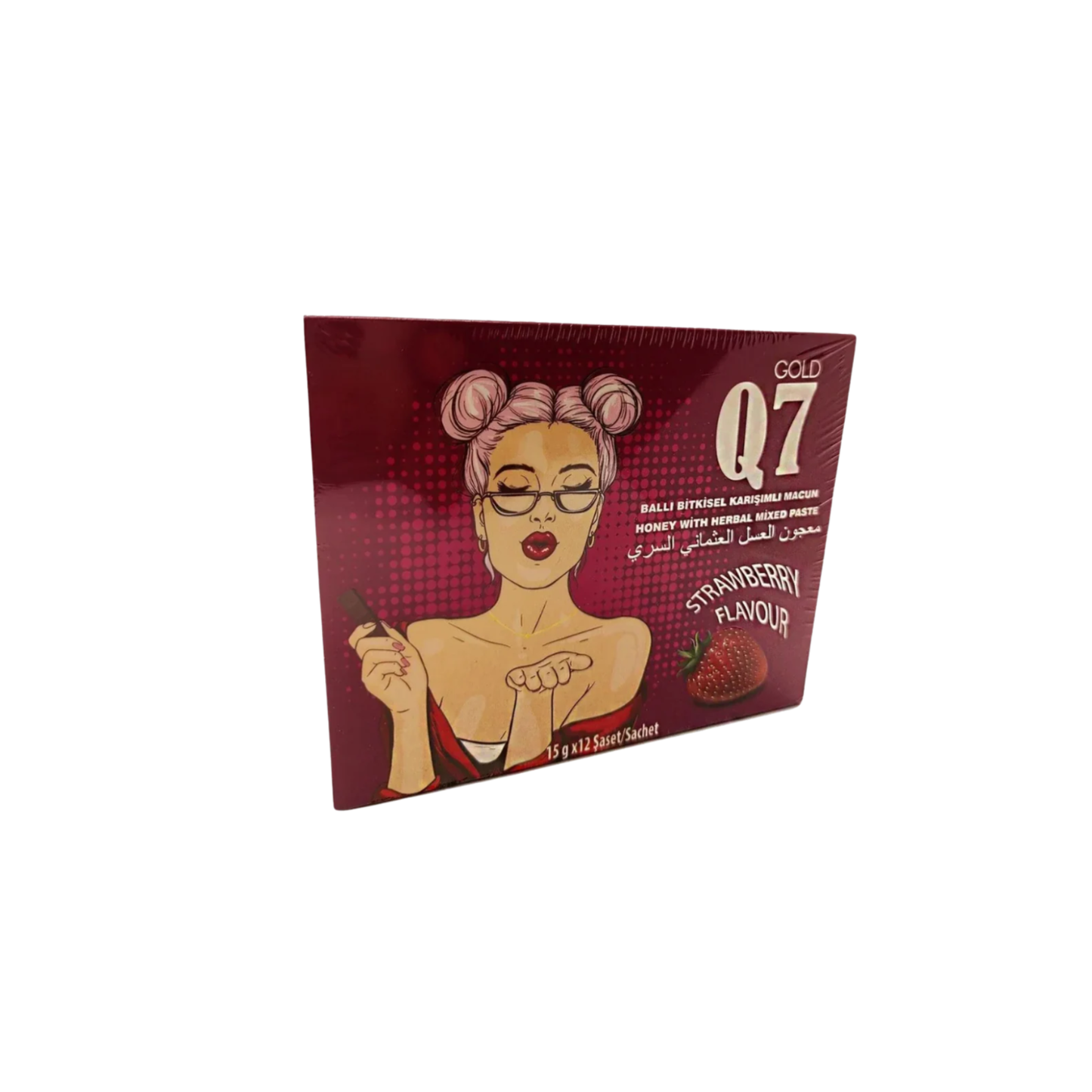 Q7 Gold Strawberry Honey – 12 Sachets x 15g | Honey with Herbal Mixed Paste | Premium Strawberry