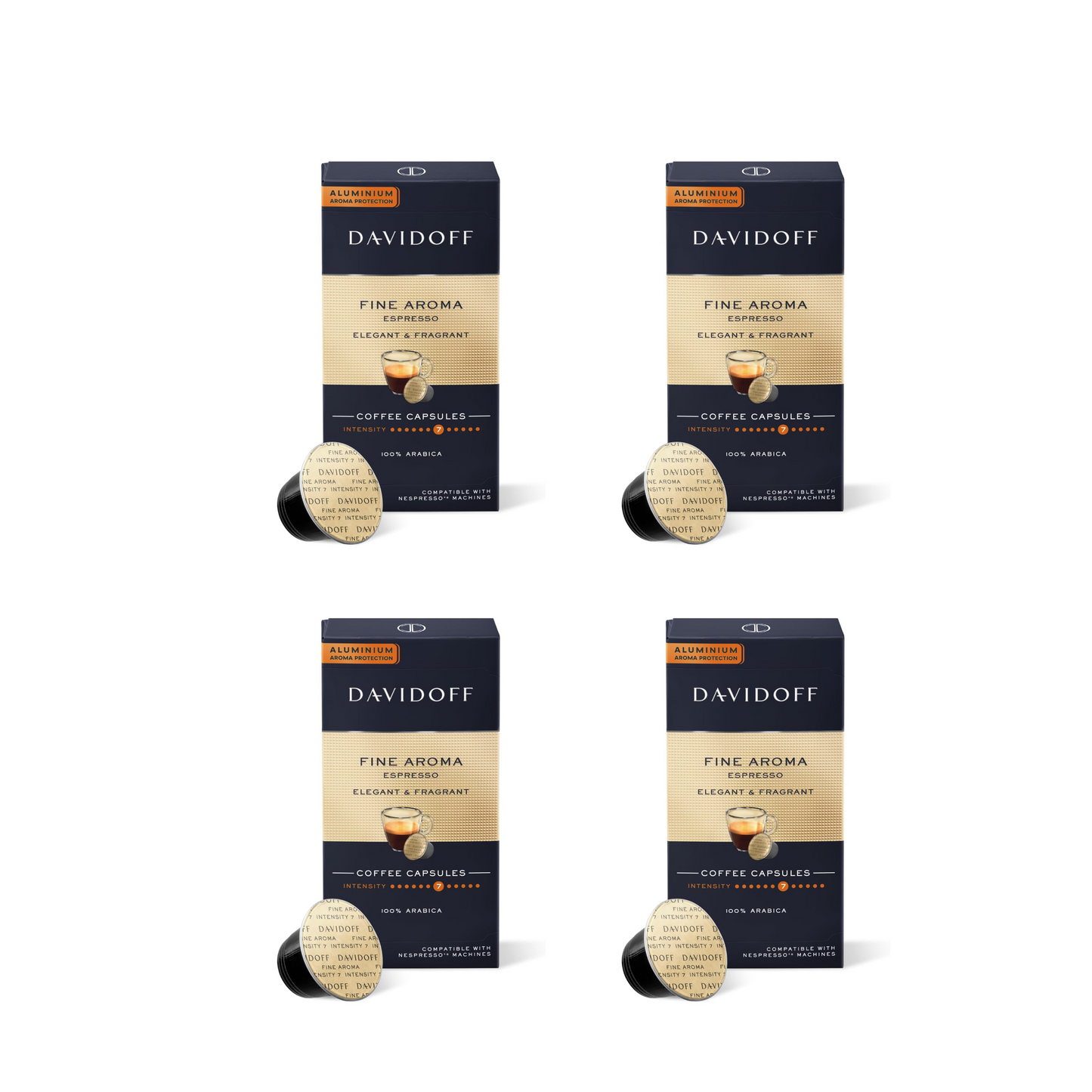 DAVIDOFF Fine Aroma Espresso Coffee Capsules – Elegant & Fragrant – Pack of 4 (10 x Capsules per box)