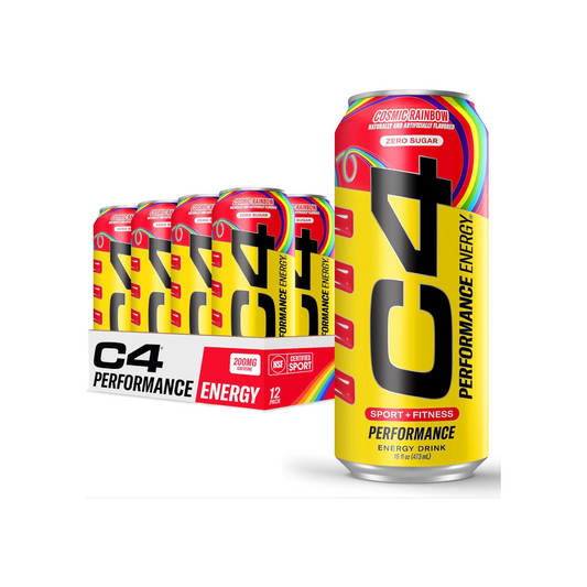 C4 Performance Energy Drink – Cosmic Rainbow – Zero Sugar – 200mg Caffeine – 12 x 16 fl oz Cans