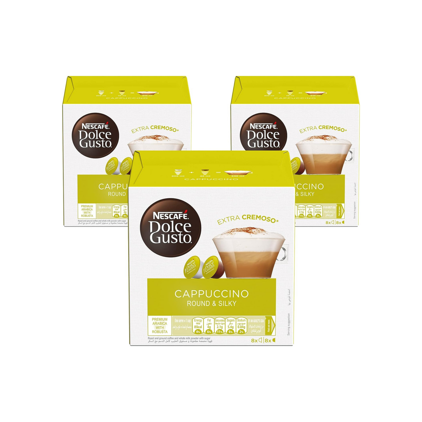 Nescafe Dolce Gusto Cappuccino Coffee Capsules, 3 x Boxes of 8+8, 24 Servings