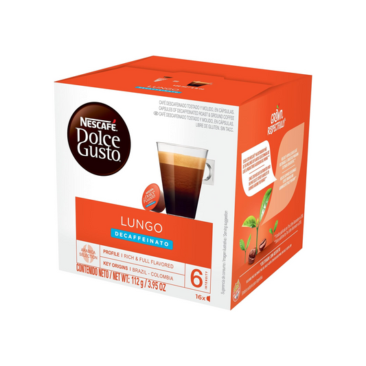 Nescafe Dolce Gusto Coffee Pods, Lungo Decaffeinato, 16 capsules