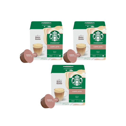 Starbucks Caffe Latte By Nescafe Dolce Gusto Coffee Capsules 12 pods pack of 3
