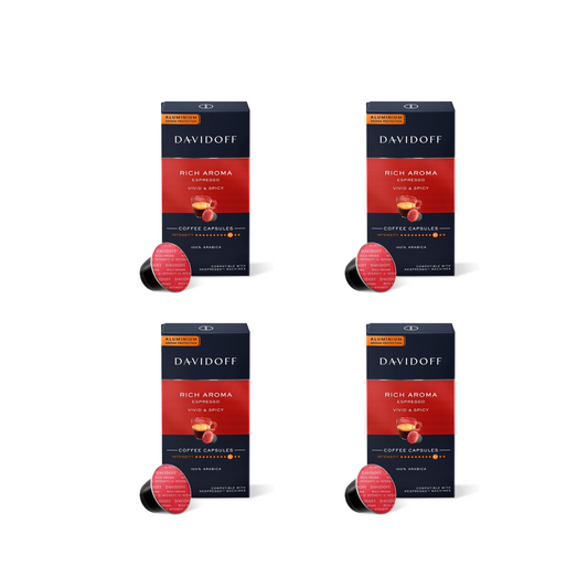 DAVIDOFF Rich Aroma Espresso Coffee Capsules – Vivid & Spicy – Pack of 4 (10 x Capsules per box)