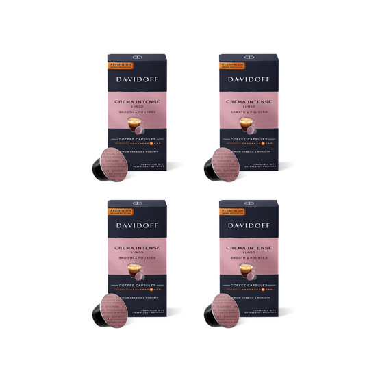 DAVIDOFF Crema Intense Lungo Coffee Capsules – Smooth & Rounded – Pack of 4 (10 x Capsules per box)