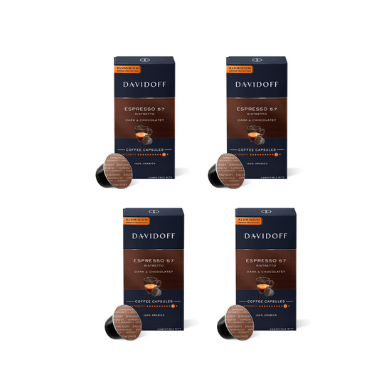 DAVIDOFF Espresso 57 Ristretto Coffee Capsules – Dark & Chocolaty – Pack of 4 (10 x Capsules per box)