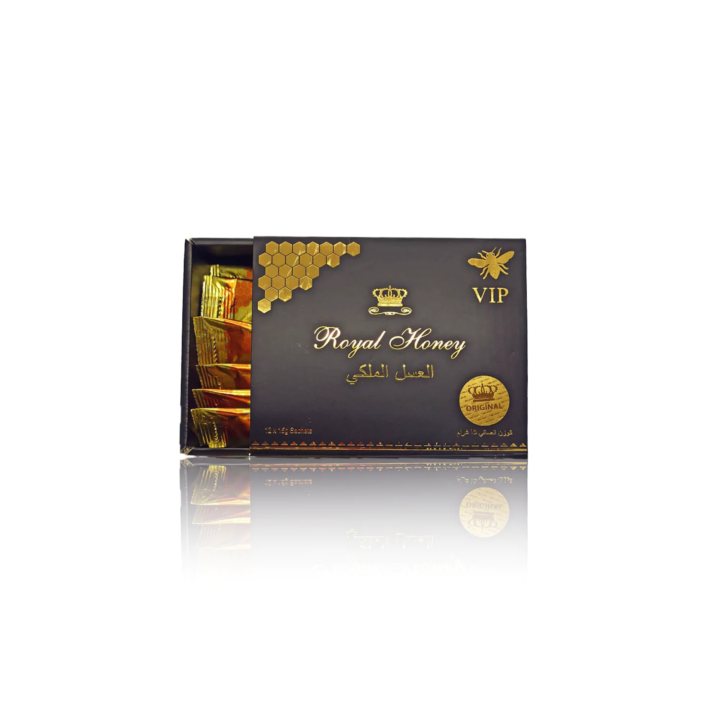 Royal Honey VIP – 12 Sachets x 15g | Premium Honey Blend with Natural Ingredients | Black & Gold Edition